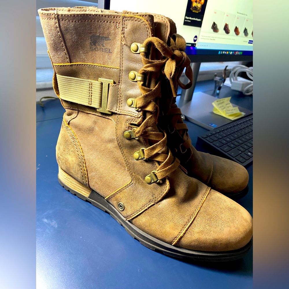 SOREL Boots Major Carly Nutmeg/Flax leather boots 9